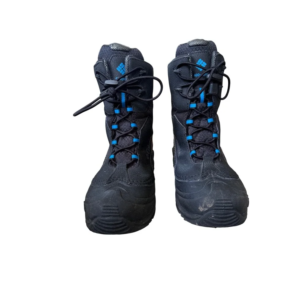Columbia Bugaboot Plus IV Omni-Heat Waterproof Snow Boots Black Blue Youth‎ 6